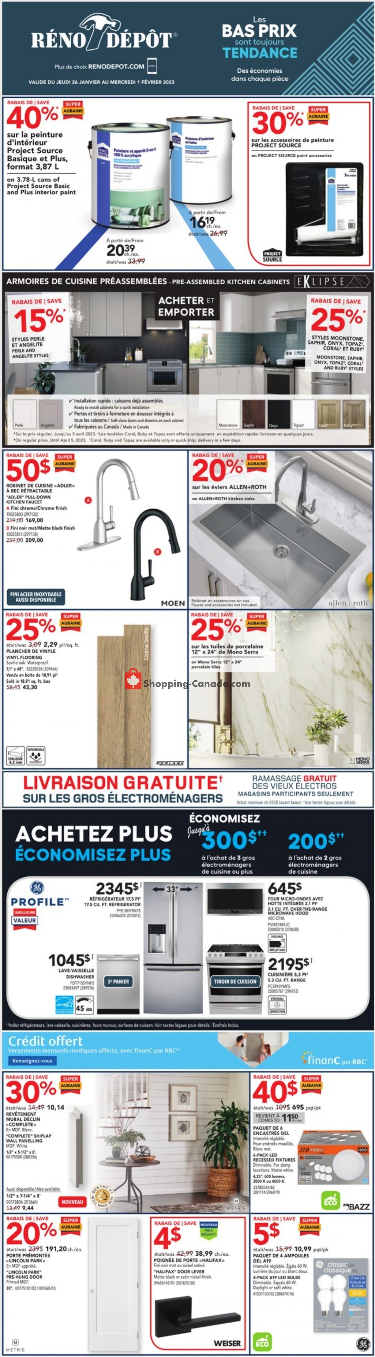 Réno Dépôt flyer from Thursday January 26, 2023 to Wednesday February 1, 2023 - page 1
