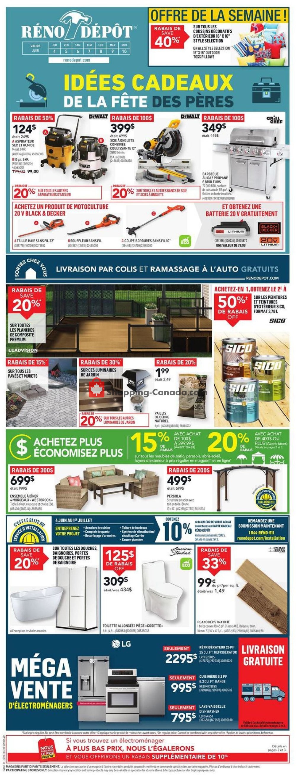 Réno Dépôt flyer from Thursday June 4, 2020 to Wednesday June 10, 2020 - page 1