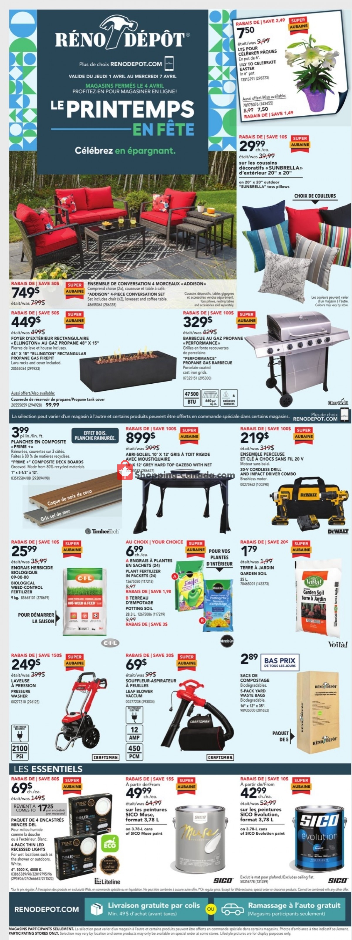 Réno Dépôt flyer from Thursday April 1, 2021 to Wednesday April 7, 2021 - page 1