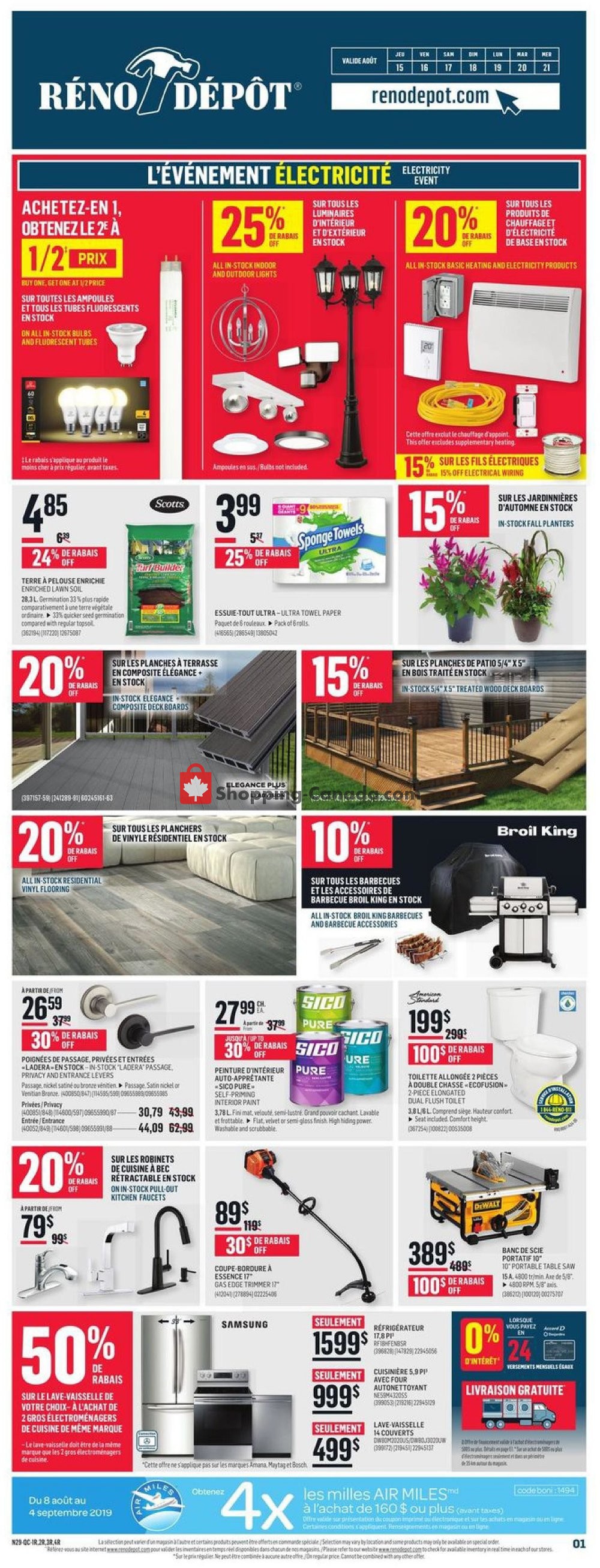 Réno Dépôt flyer from Thursday August 15, 2019 to Wednesday August 21, 2019 - page 1