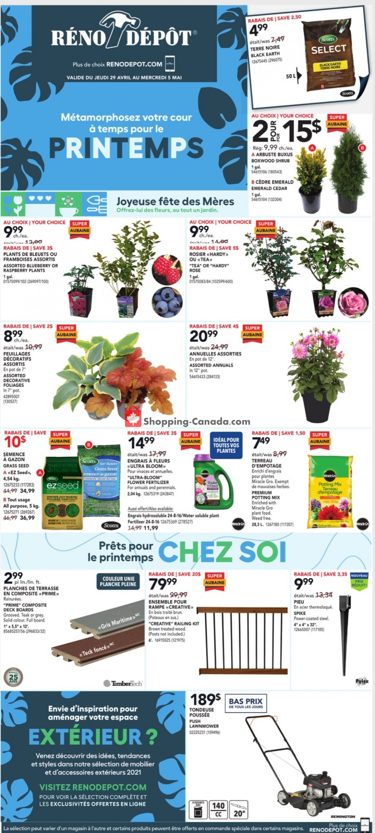 Réno Dépôt flyer from Thursday April 29, 2021 to Wednesday May 5, 2021 - page 1