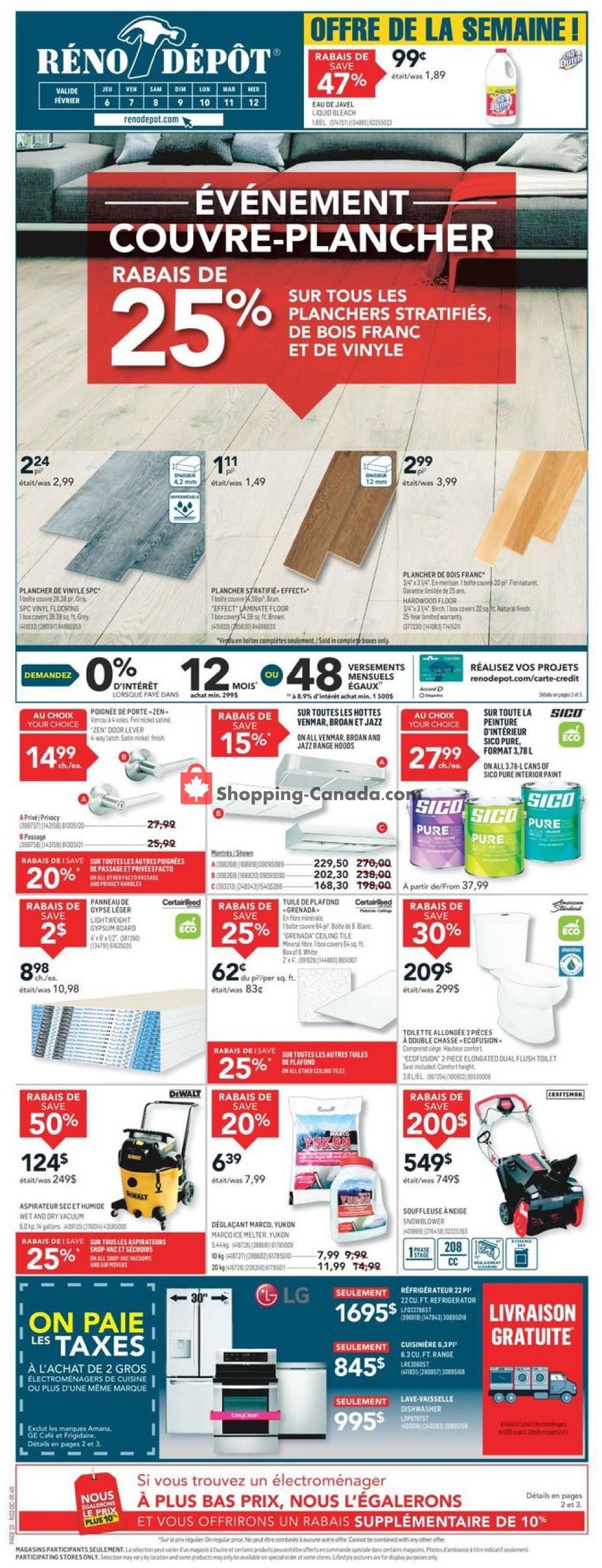 Réno Dépôt flyer from Thursday February 6, 2020 to Wednesday February 12, 2020 - page 1