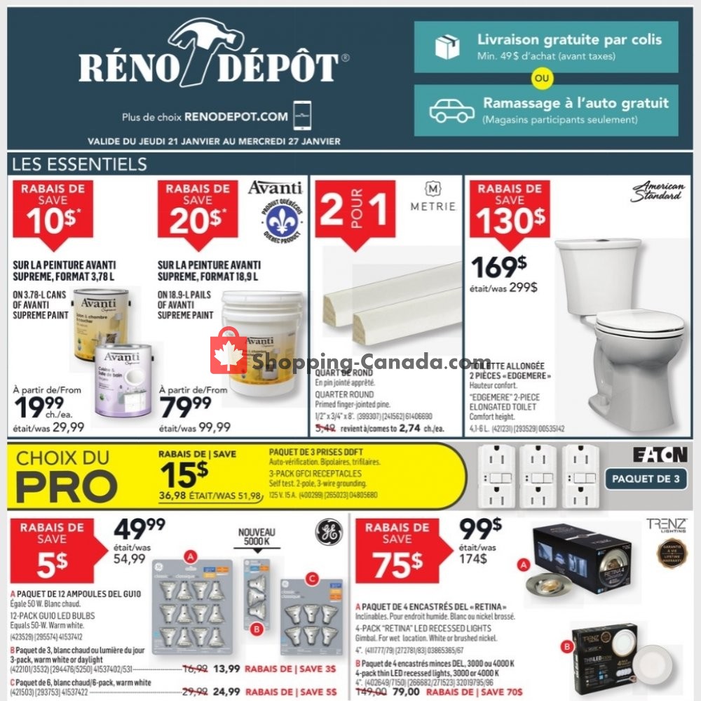 Réno Dépôt flyer from Thursday January 21, 2021 to Wednesday January 27, 2021 - page 1