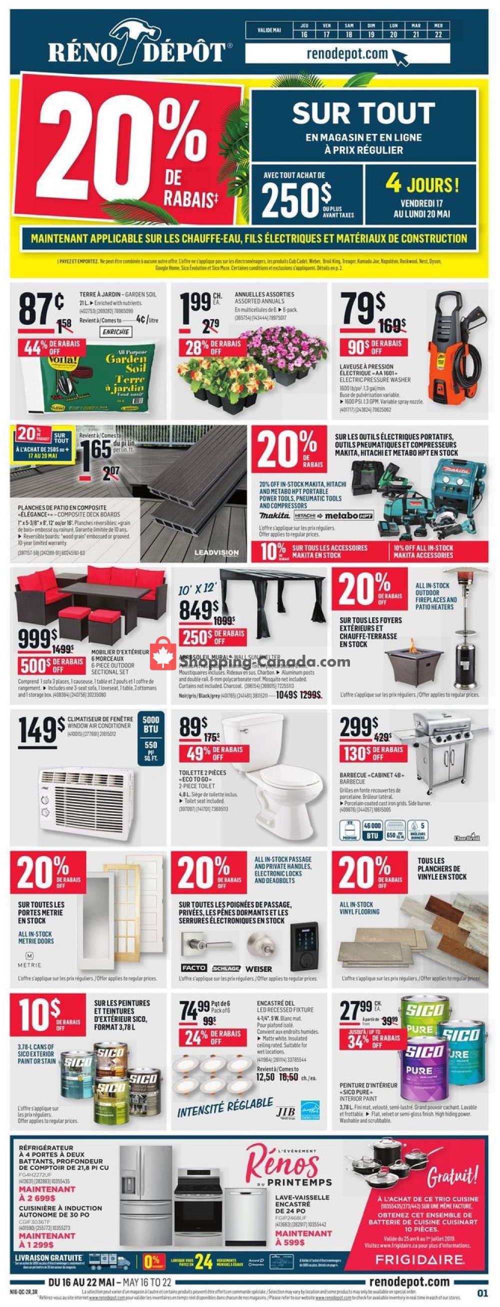 Réno Dépôt flyer from Thursday May 16, 2019 to Wednesday May 22, 2019 - page 1