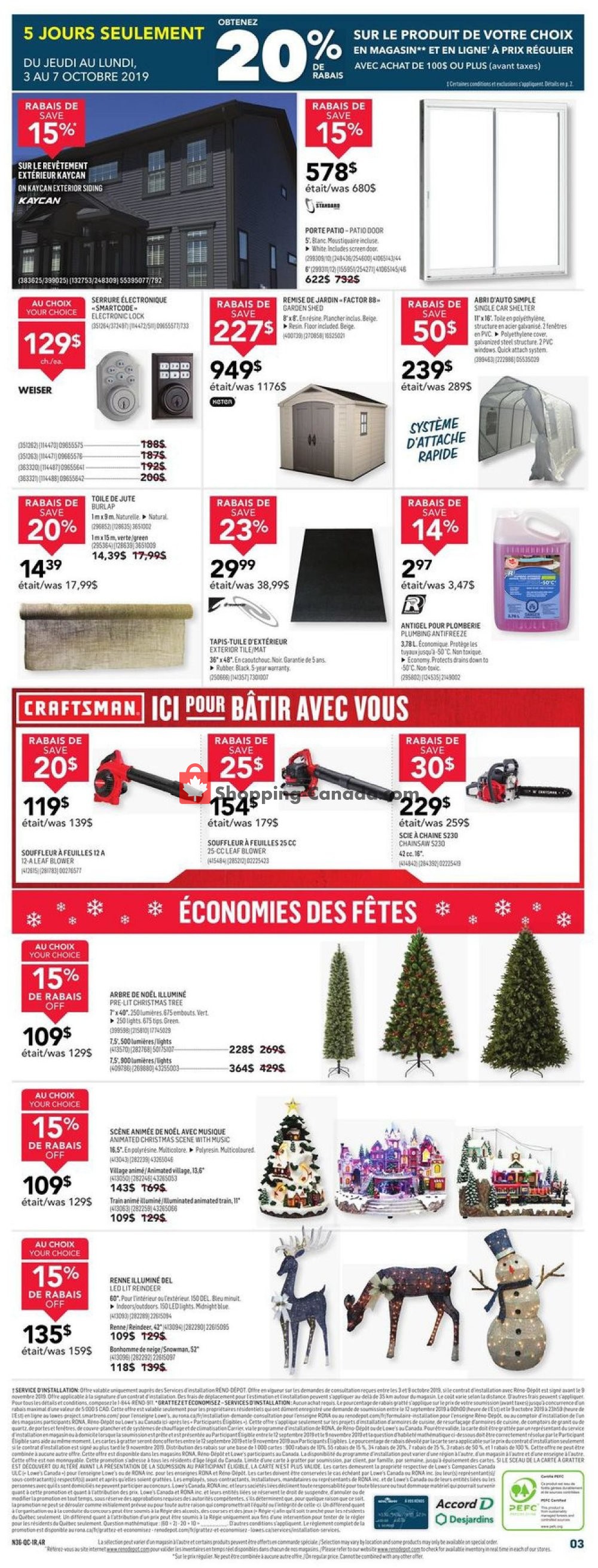 Réno Dépôt flyer from Thursday October 3, 2019 to Wednesday October 9, 2019 - page 3