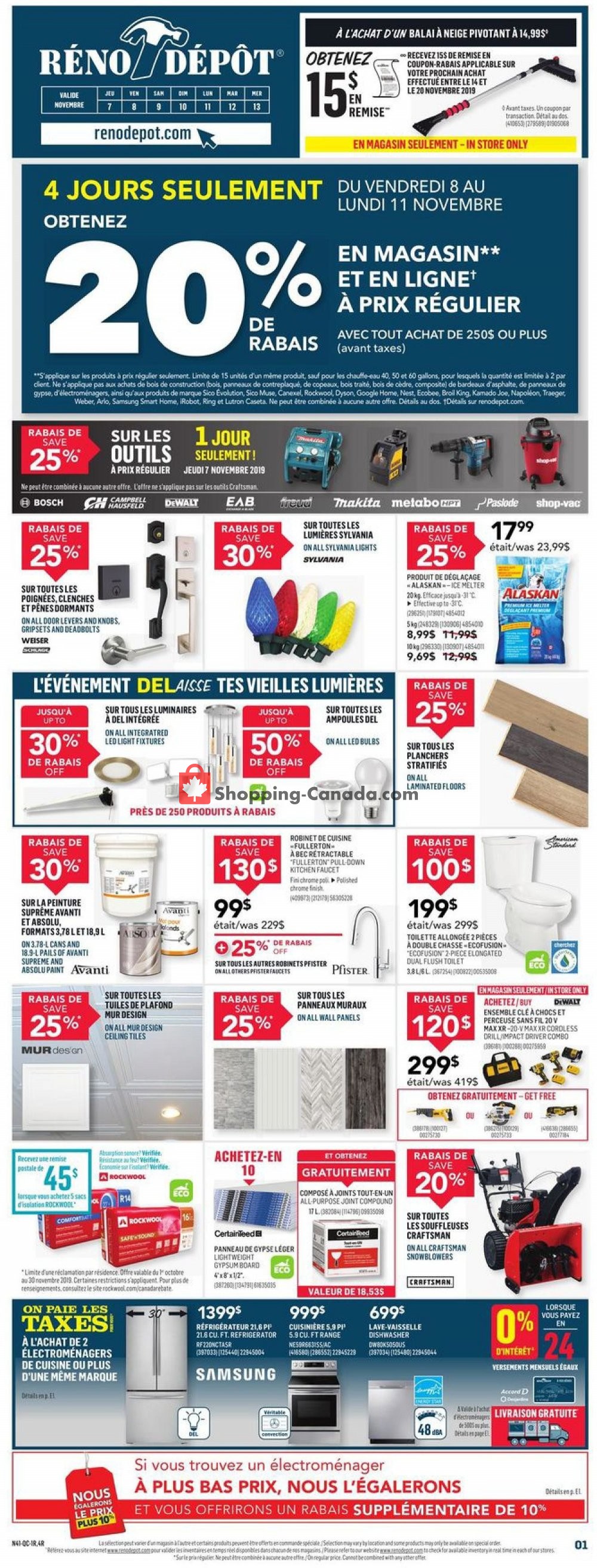 Réno Dépôt flyer from Thursday November 7, 2019 to Wednesday November 13, 2019 - page 1