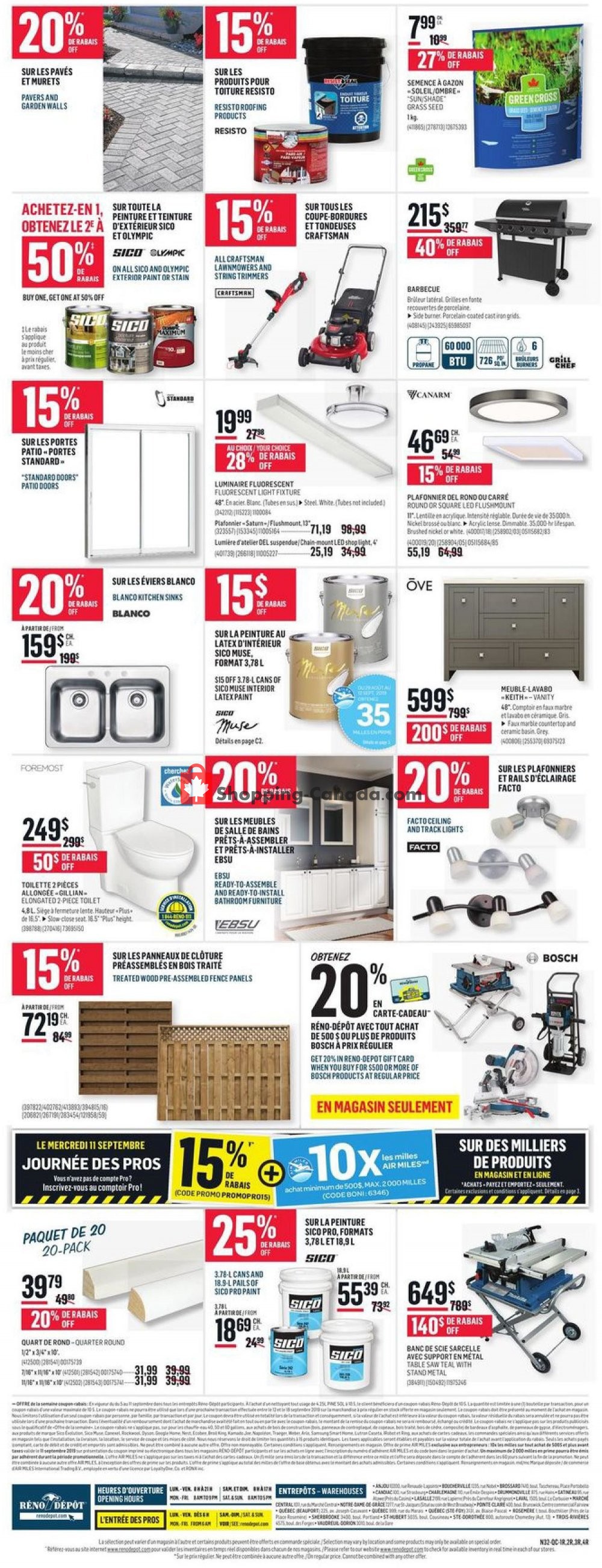 Réno Dépôt flyer from Thursday September 5, 2019 to Wednesday September 11, 2019 - page 8