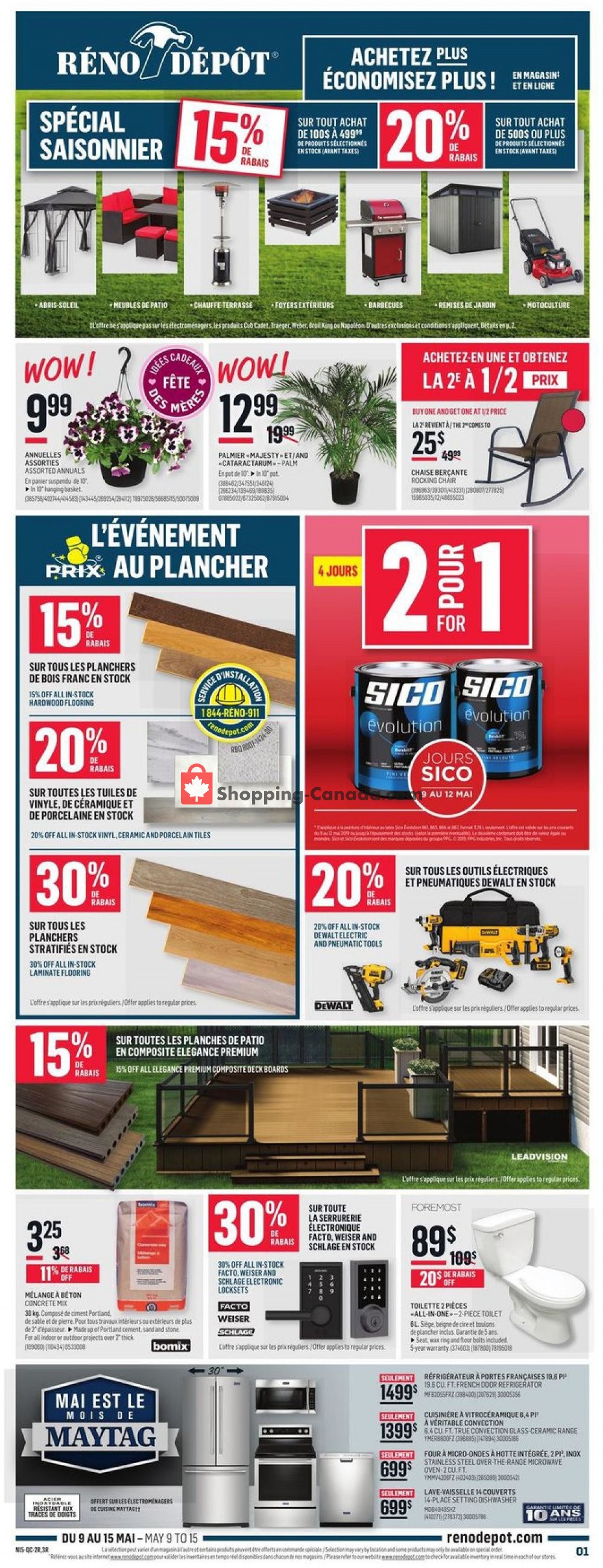 Réno Dépôt flyer from Thursday May 9, 2019 to Wednesday May 15, 2019 - page 1