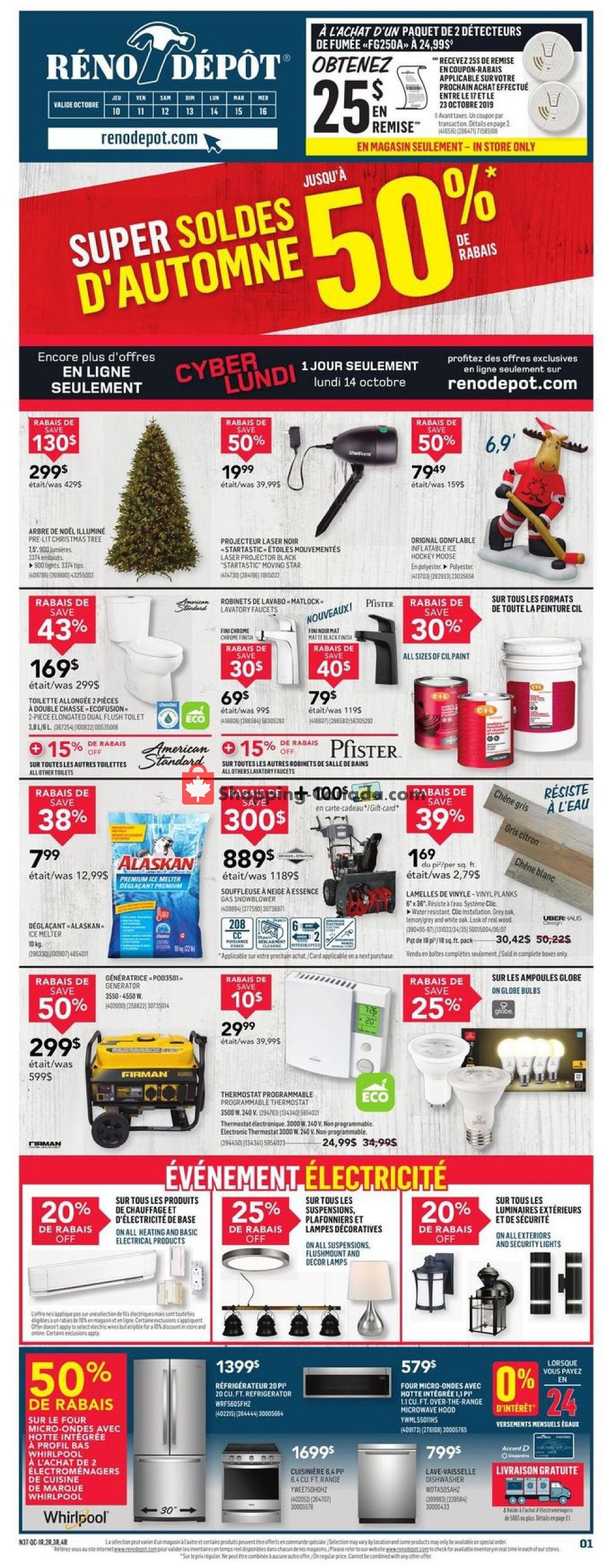 Réno Dépôt flyer from Thursday October 10, 2019 to Wednesday October 16, 2019 - page 1