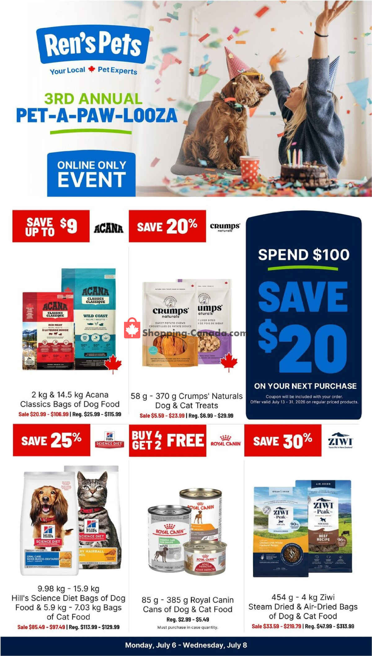 Ren's Pets Depot flyer from Monday July 6, 2026 to Wednesday July 8, 2026 - page 1