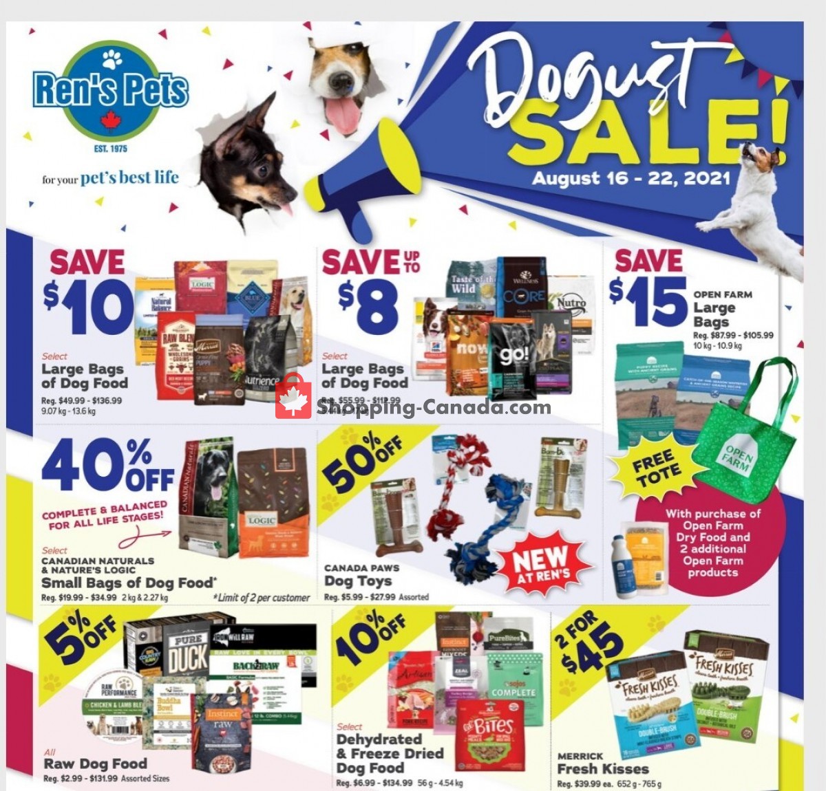 Ren's Pets Depot Canada, flyer (Dogust Sale) August 16 August 22