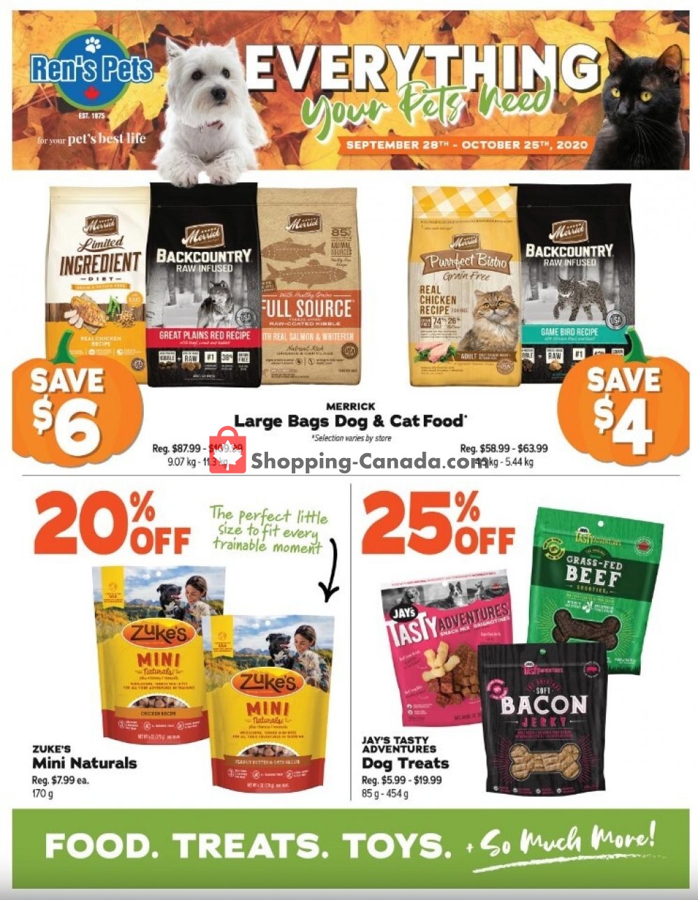 Ren's Pets Depot Canada, flyer (Everything Your Pets Need) September 28 October 25, 2020