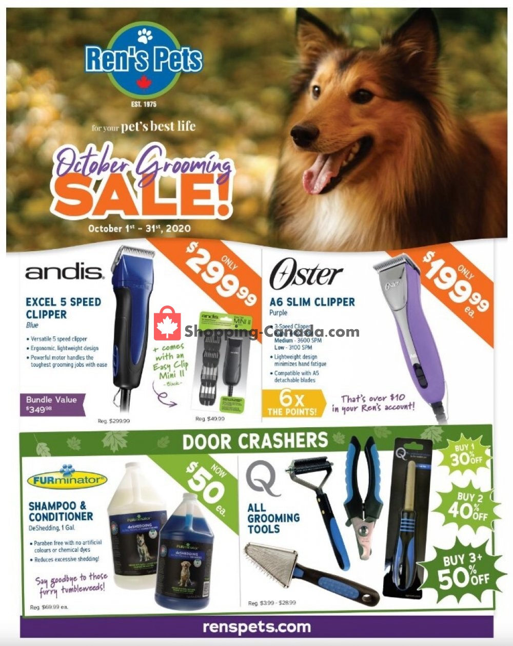 Ren's Pets Depot Canada, flyer (October Grooming Sale) October 1