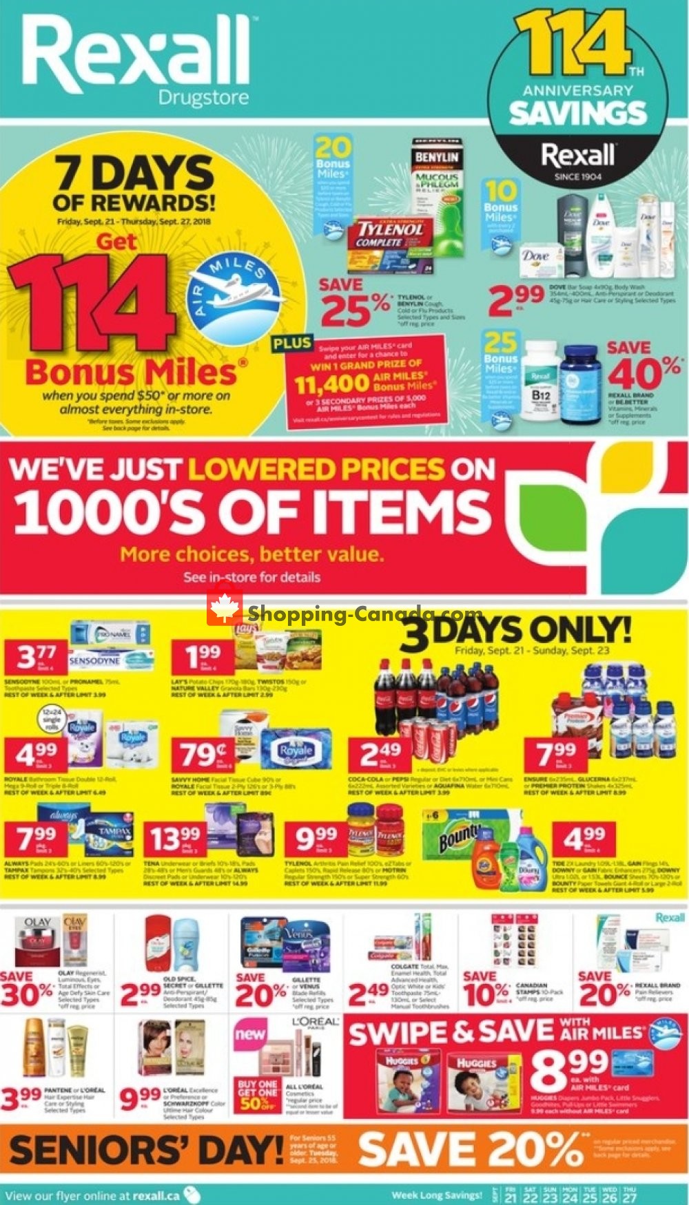 Rexall Drug Store flyer from Friday September 21, 2018 to Thursday September 27, 2018 - page 1