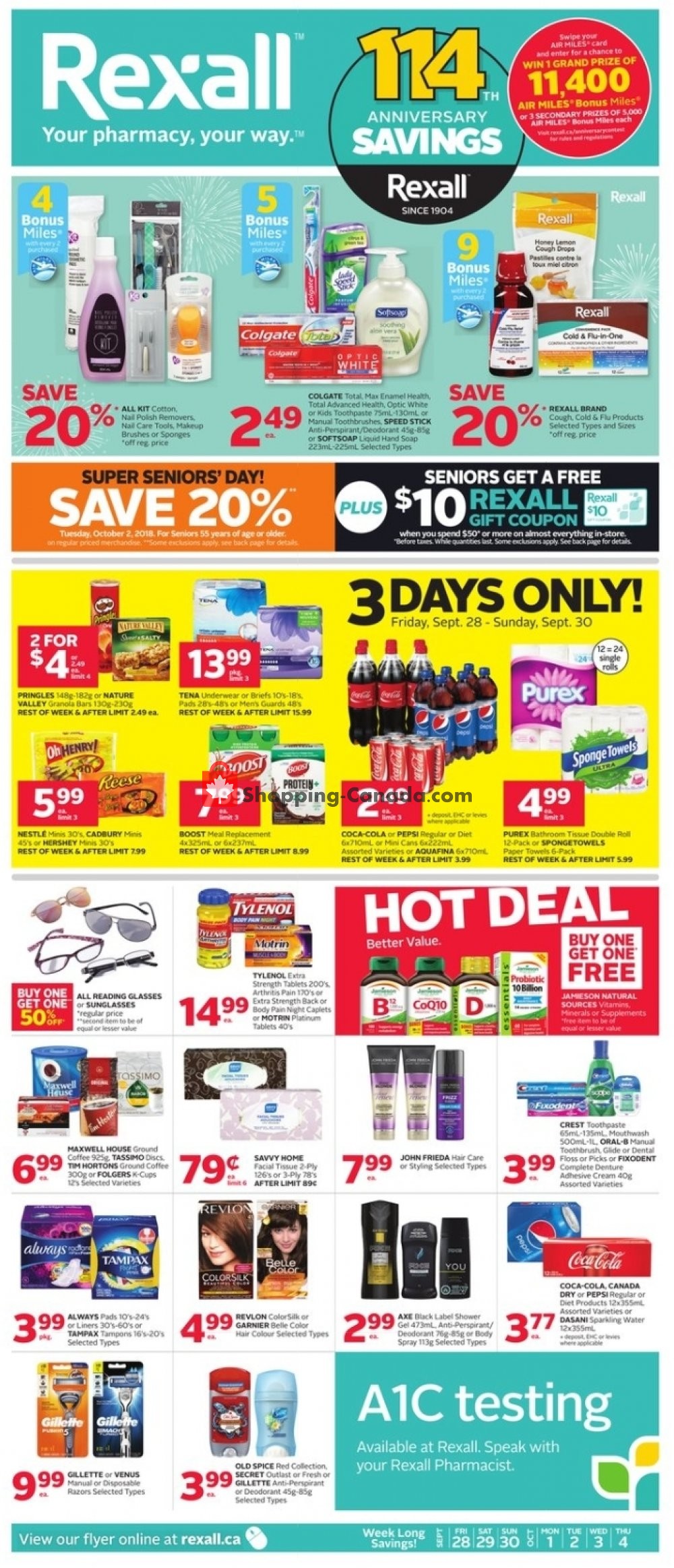 Rexall Drug Store flyer from Friday September 28, 2018 to Thursday October 4, 2018 - page 1