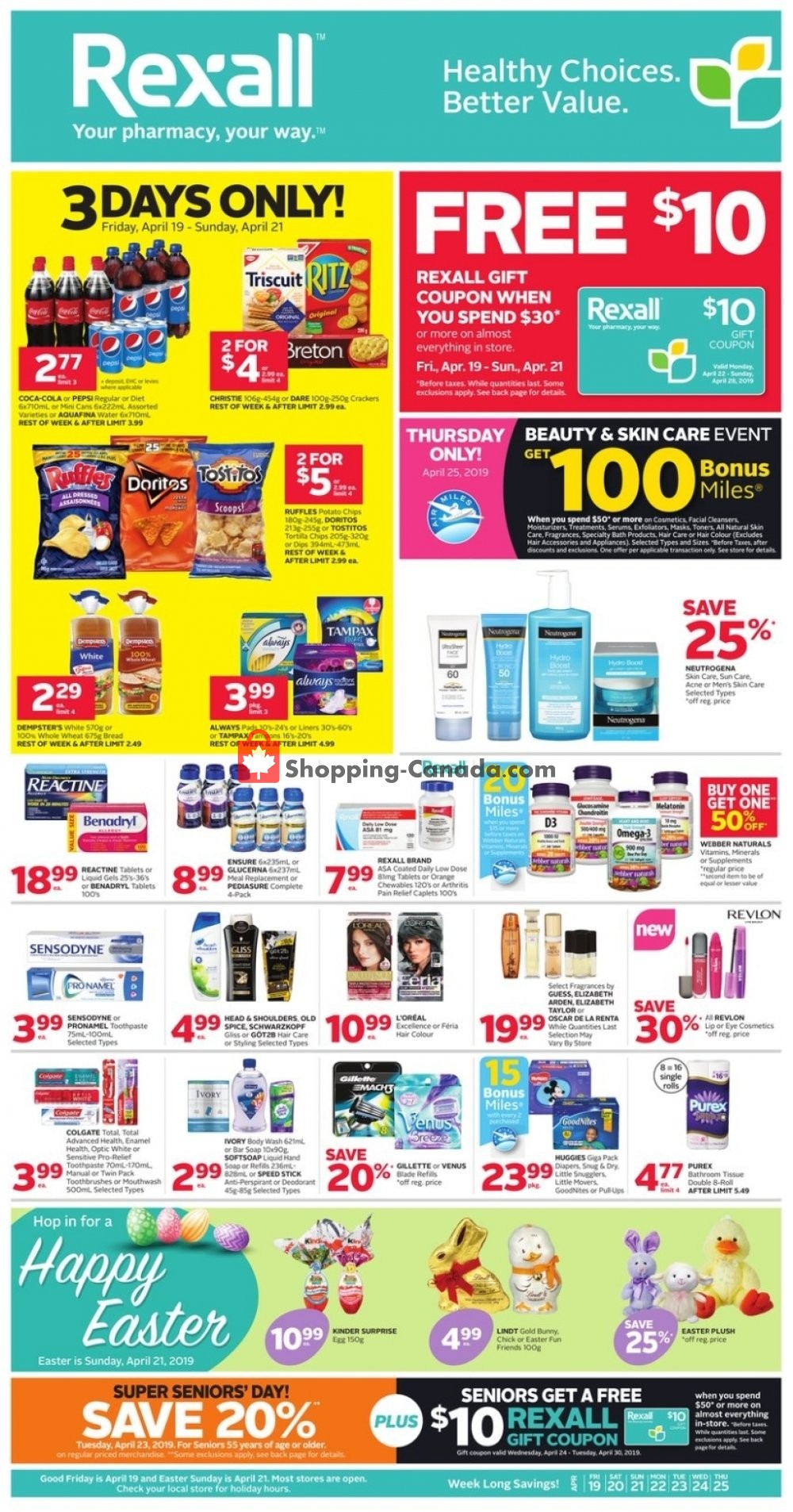 Rexall Drug Store flyer from Friday April 19, 2019 to Thursday April 25, 2019 - page 1