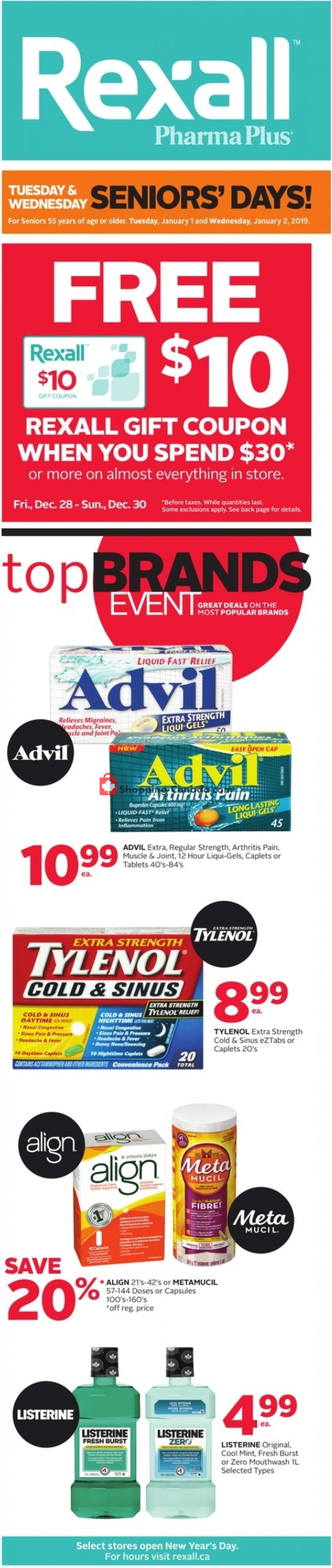 Rexall Drug Store Canada, flyer (Seniors Day ON) December 28