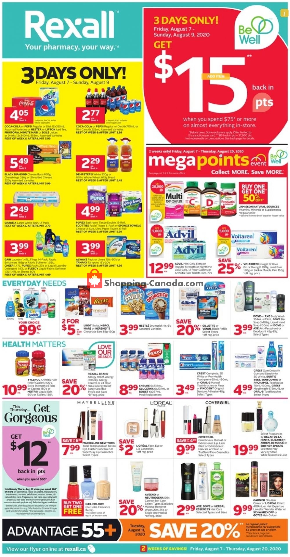 Rexall Drug Store flyer from Friday August 7, 2020 to Thursday August 13, 2020 - page 1