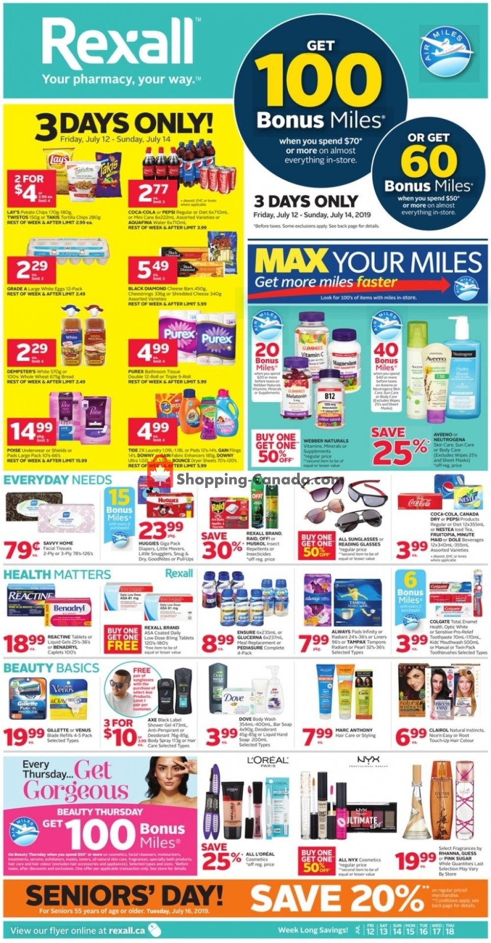 Rexall Drug Store flyer from Friday July 12, 2019 to Thursday July 18, 2019 - page 1