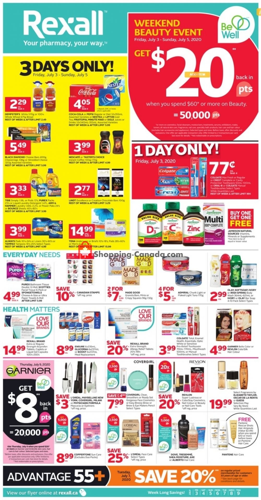 Rexall Drug Store flyer from Friday July 3, 2020 to Thursday July 9, 2020 - page 1
