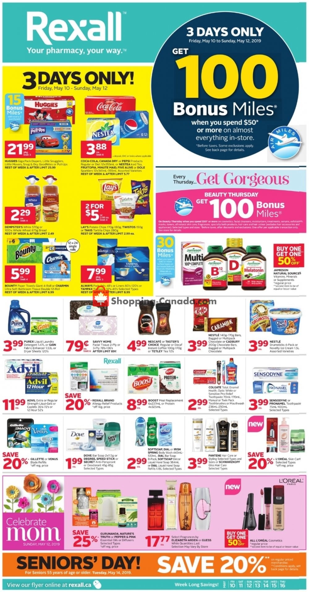 Rexall Drug Store flyer from Friday May 10, 2019 to Thursday May 16, 2019 - page 1
