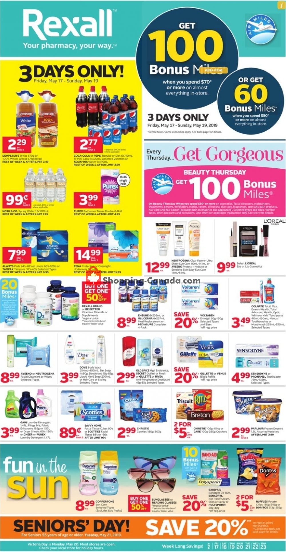 Rexall Drug Store flyer from Friday May 17, 2019 to Thursday May 23, 2019 - page 1