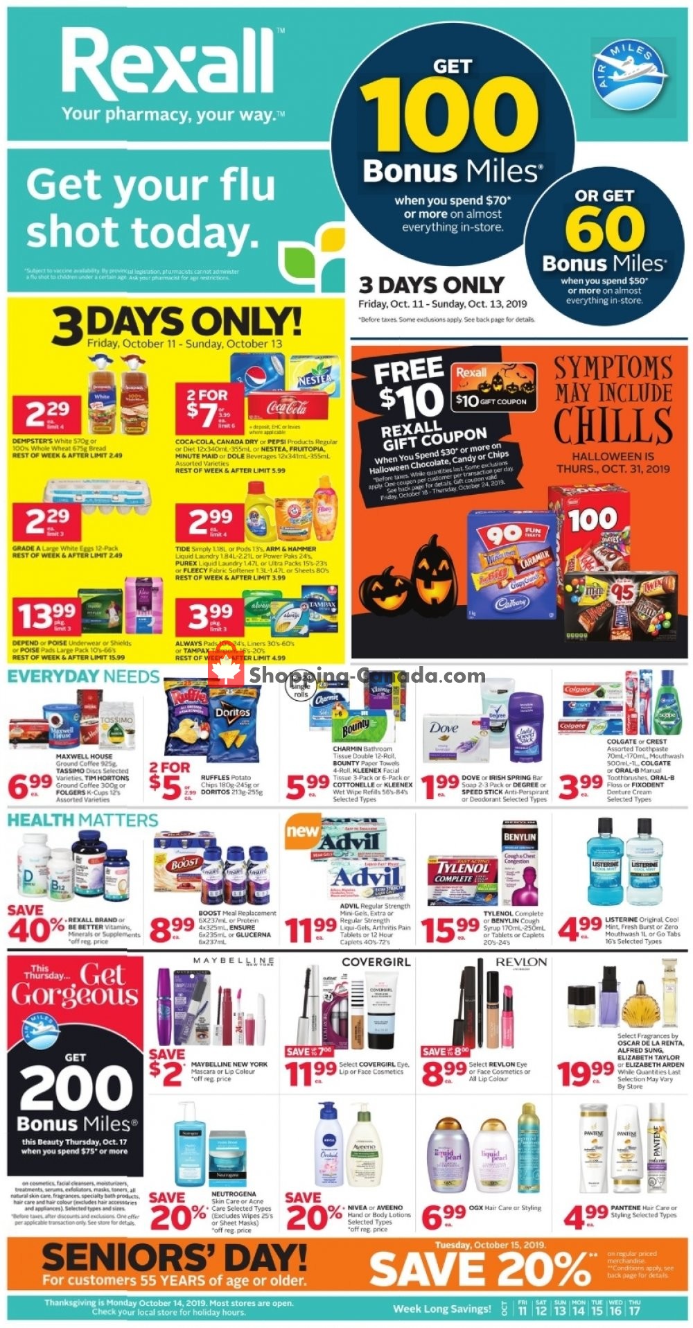 Rexall Drug Store flyer from Friday October 11, 2019 to Thursday October 17, 2019 - page 1