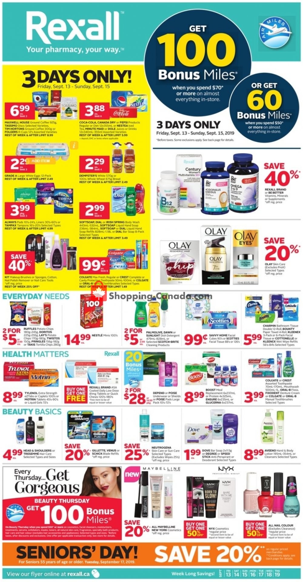 Rexall Drug Store flyer from Friday September 13, 2019 to Thursday September 19, 2019 - page 1