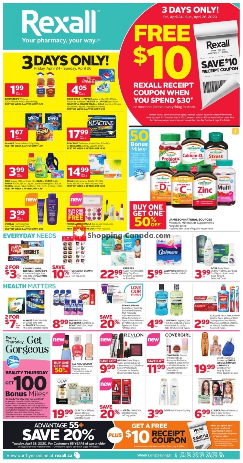 Rexall Drug Store flyer from Friday April 24, 2020 to Thursday April 30, 2020 - page 1