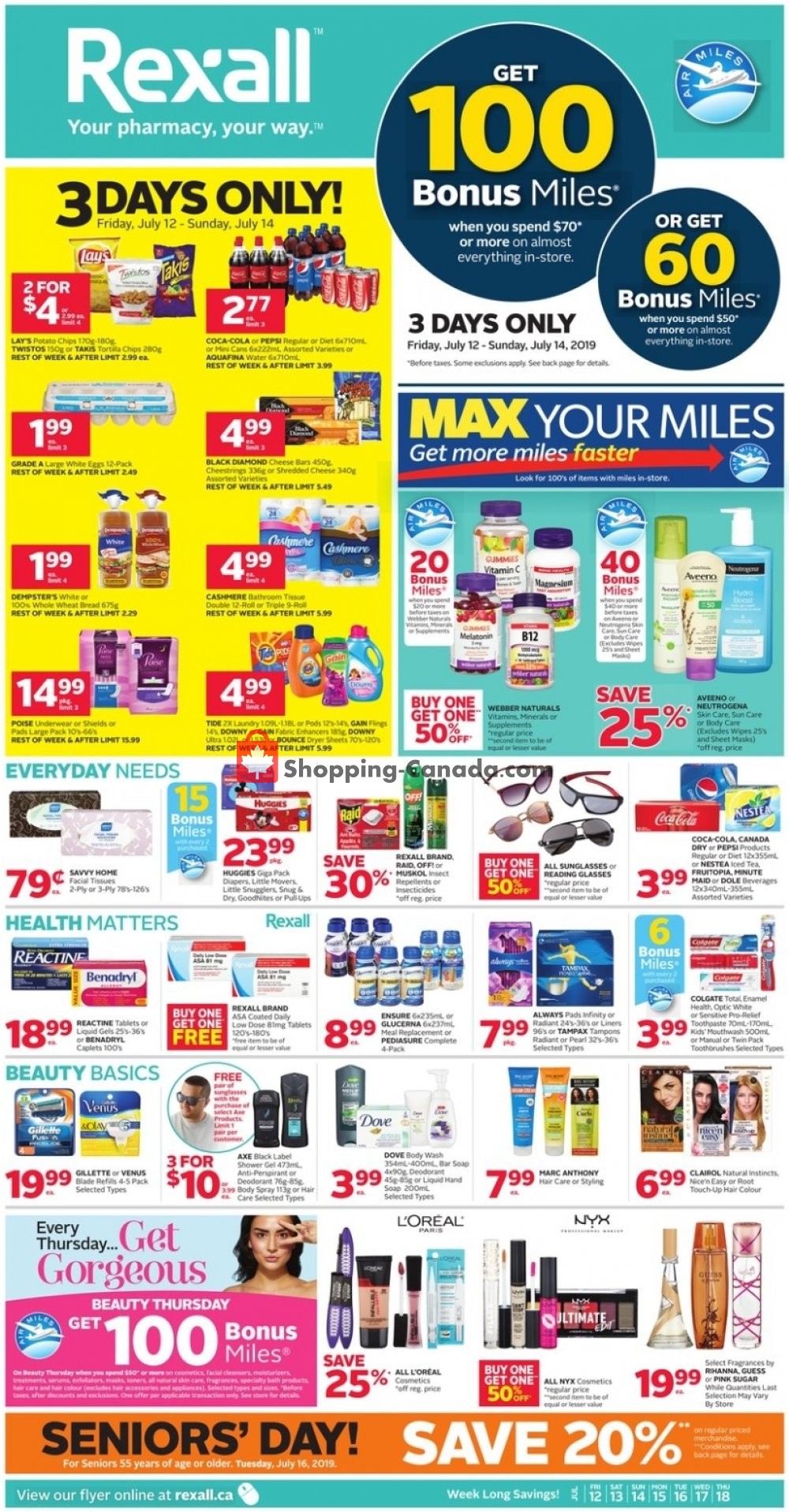 Rexall Drug Store flyer from Friday July 12, 2019 to Thursday July 18, 2019 - page 1