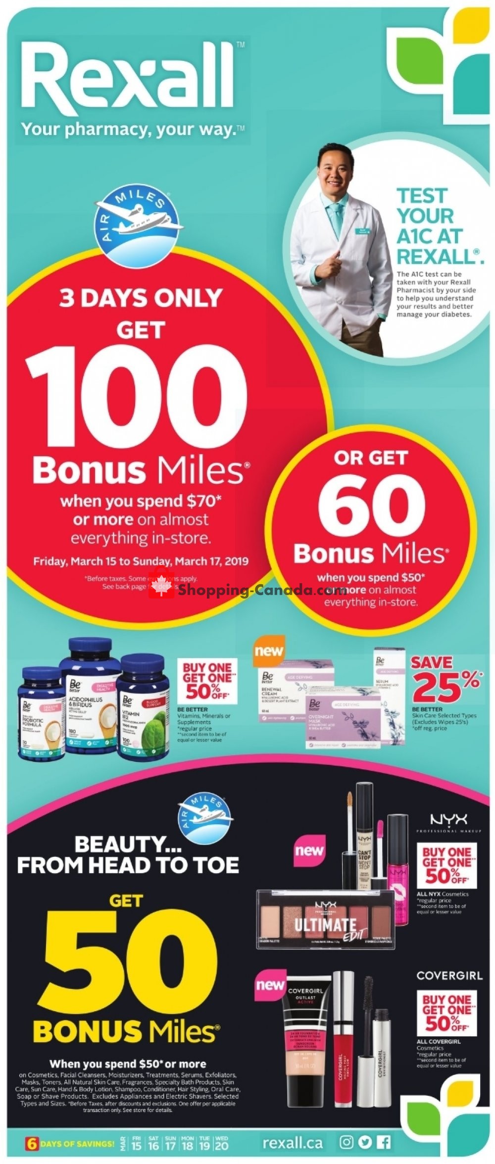Rexall Drug Store flyer from Friday March 15, 2019 to Wednesday March 20, 2019 - page 1