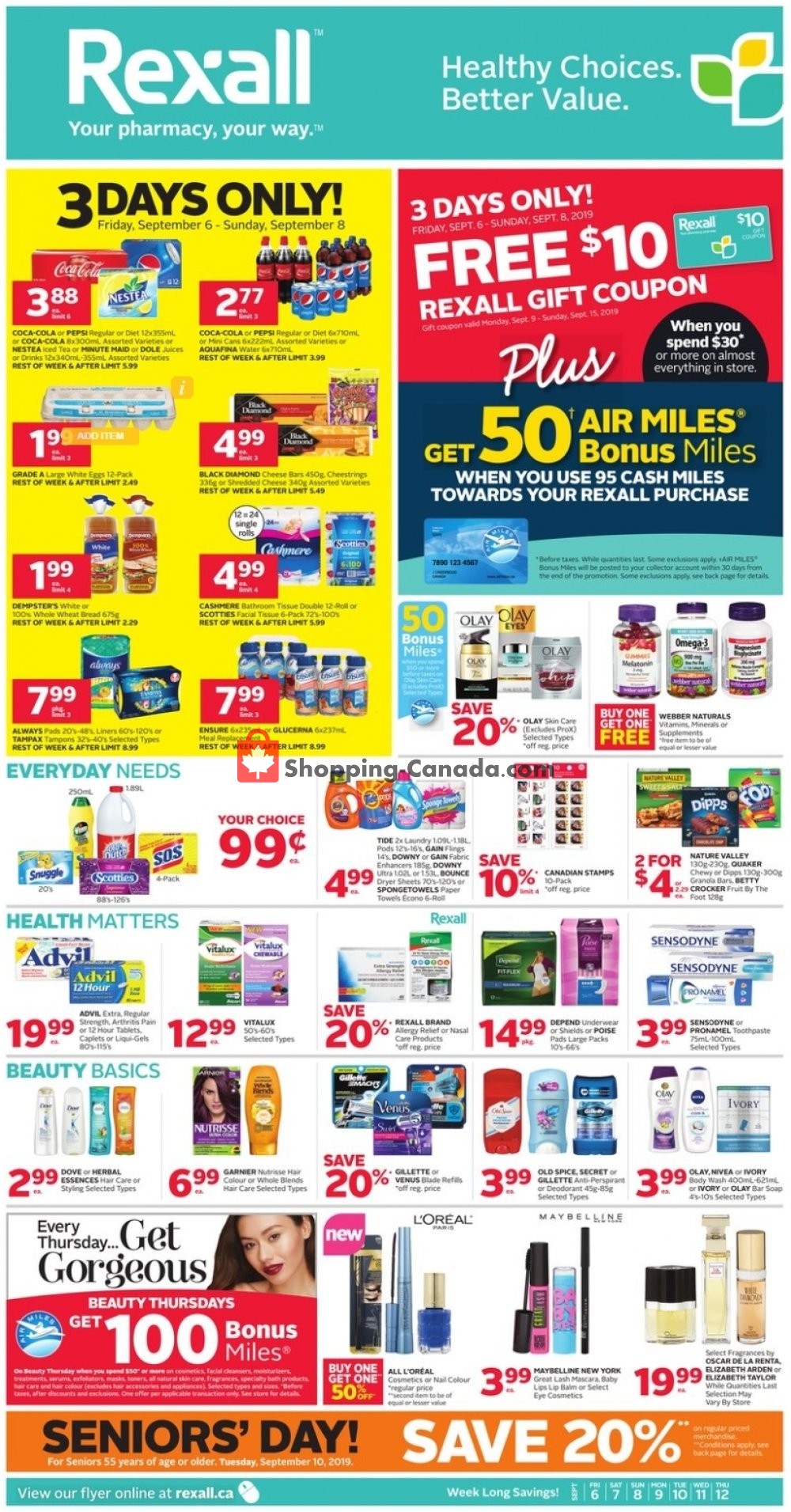 Rexall Drug Store flyer from Friday September 6, 2019 to Thursday September 12, 2019 - page 1