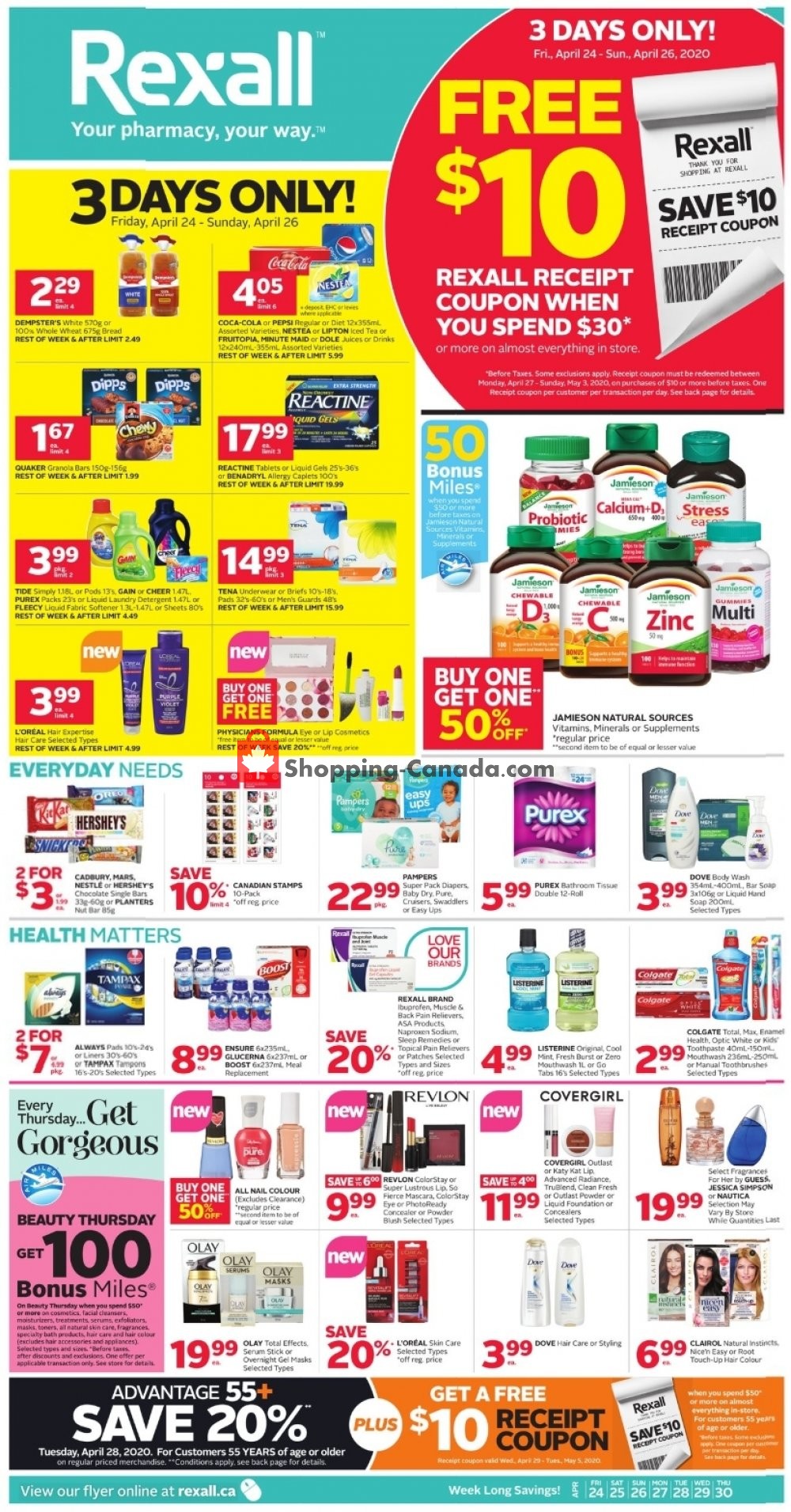 Rexall Drug Store flyer from Friday April 24, 2020 to Thursday April 30, 2020 - page 1