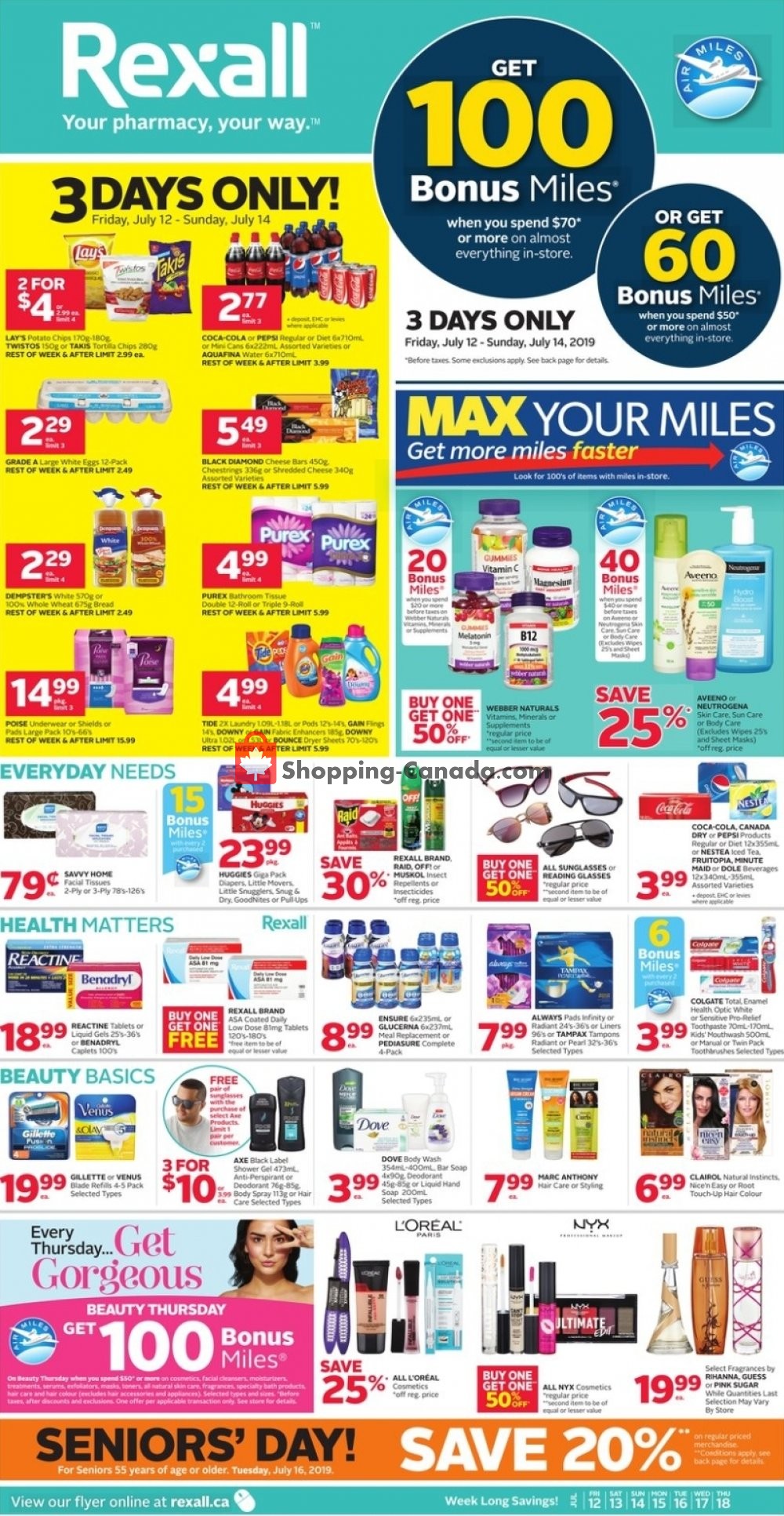 Rexall Drug Store flyer from Friday July 12, 2019 to Thursday July 18, 2019 - page 1