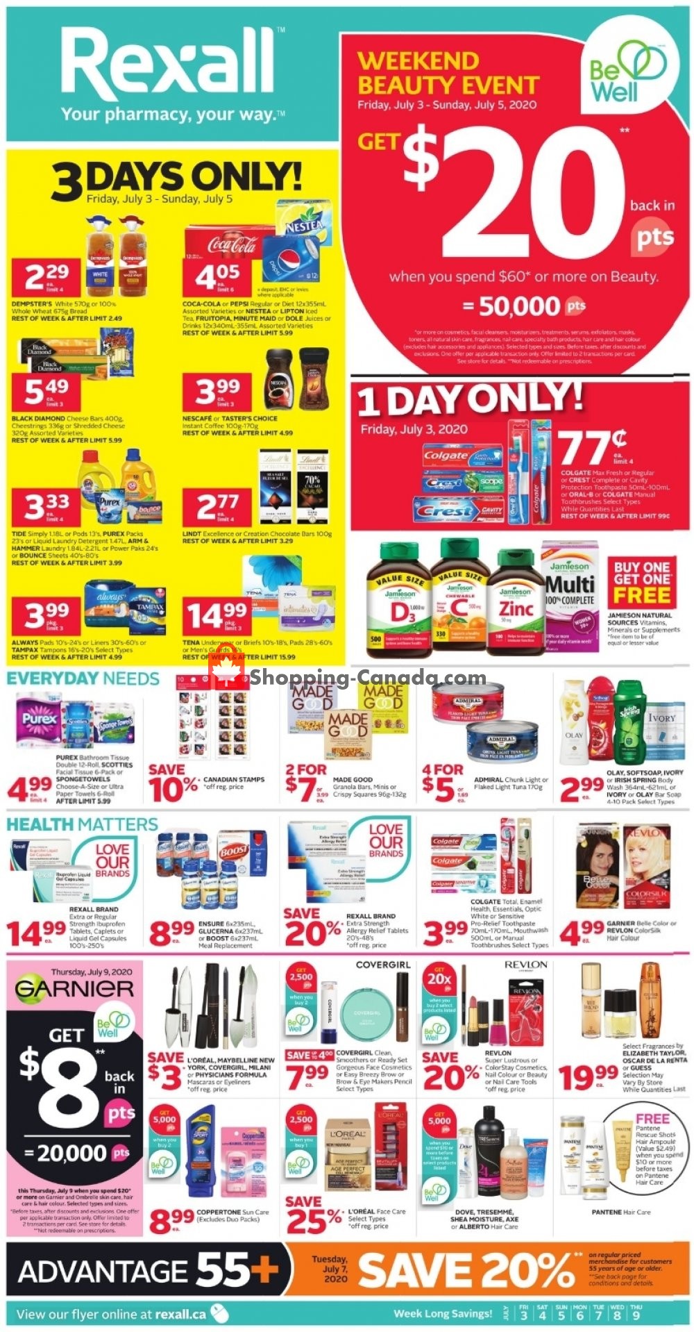 Rexall Drug Store flyer from Friday July 3, 2020 to Thursday July 9, 2020 - page 1