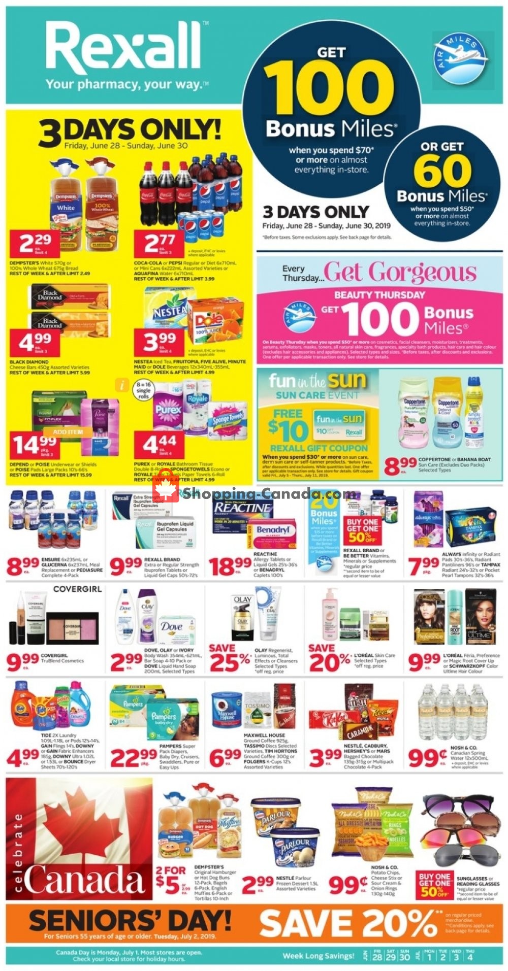 Rexall Drug Store flyer from Friday June 28, 2019 to Thursday July 4, 2019 - page 1