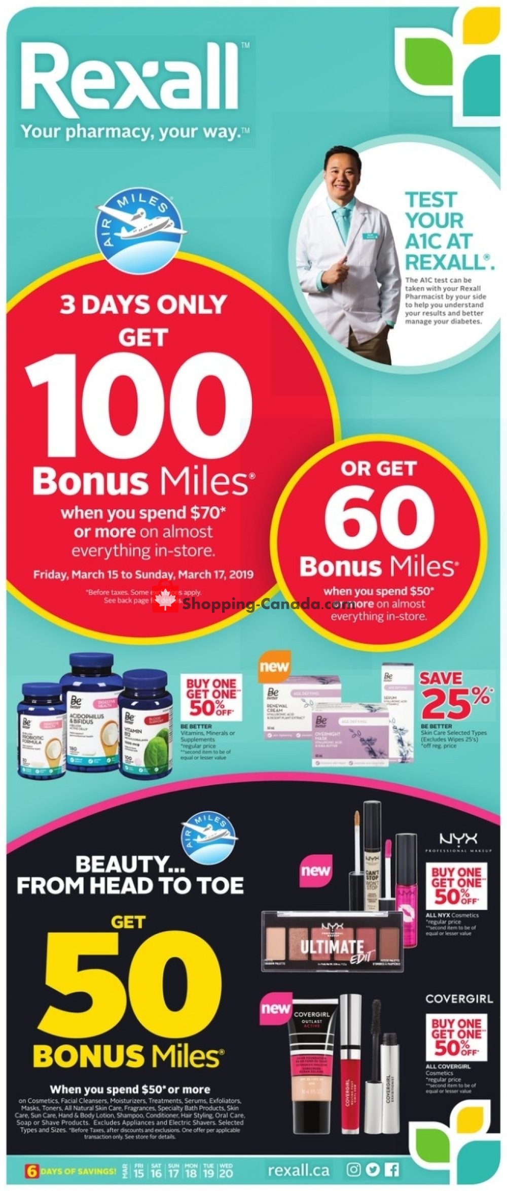 Rexall Drug Store flyer from Friday March 15, 2019 to Wednesday March 20, 2019 - page 1