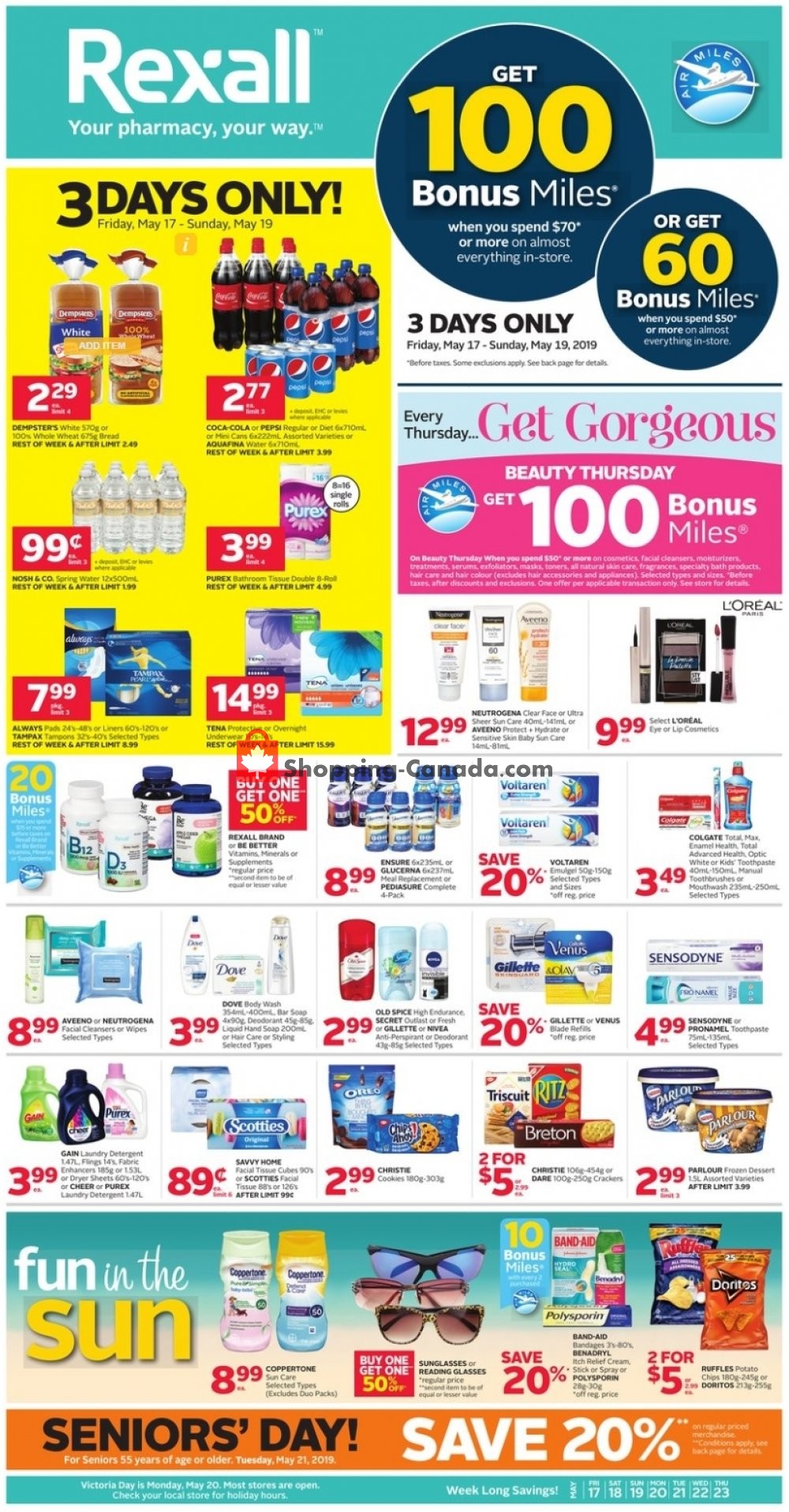 Rexall Drug Store flyer from Friday May 17, 2019 to Thursday May 23, 2019 - page 1