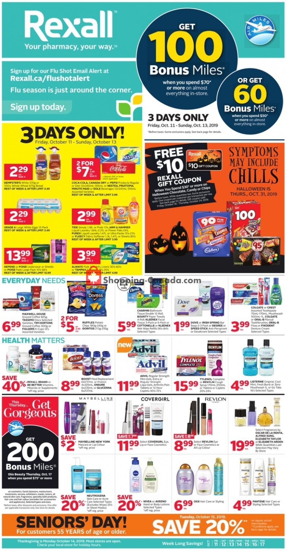 Rexall Drug Store flyer from Friday October 11, 2019 to Thursday October 17, 2019 - page 1