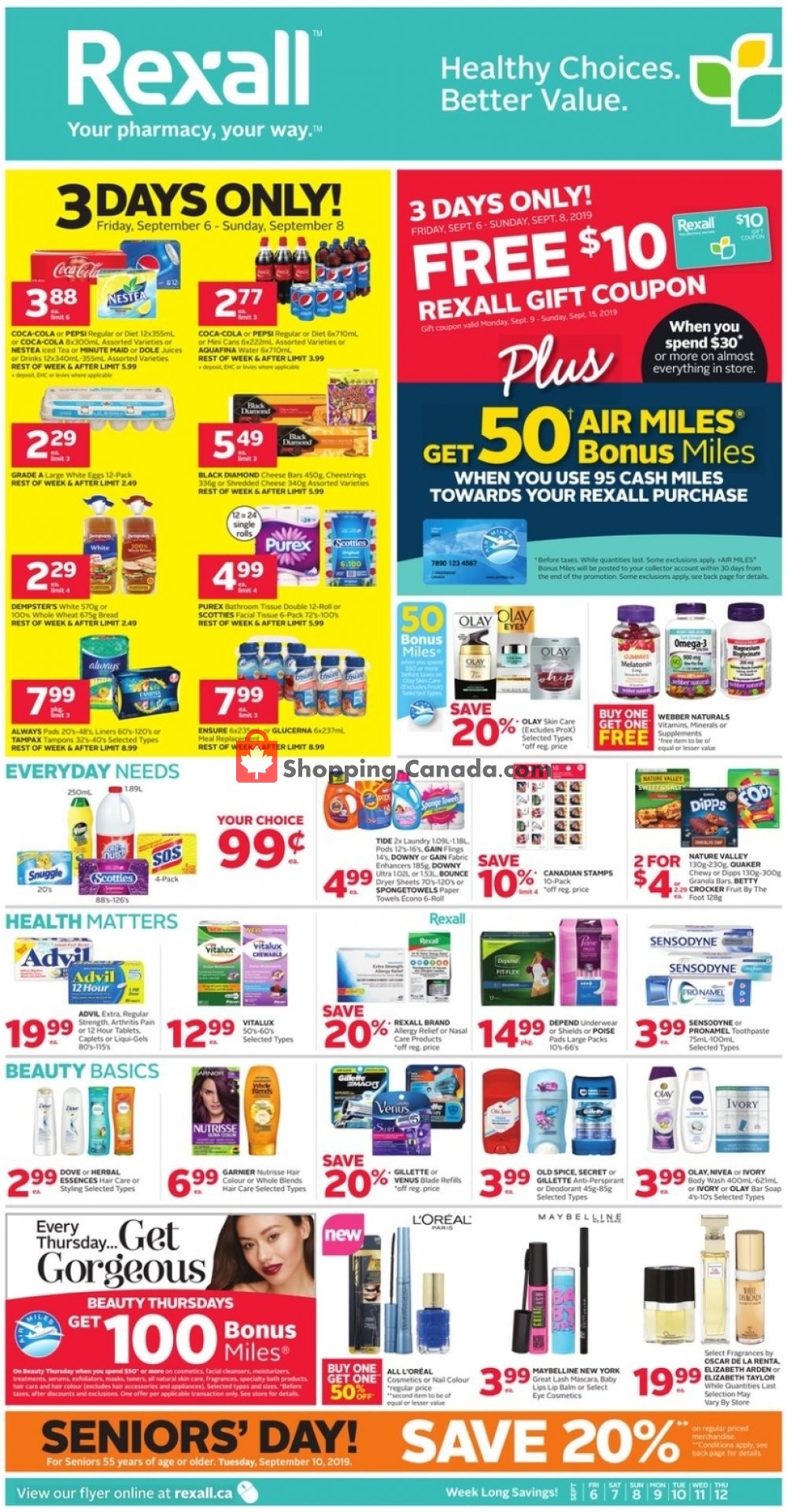 Rexall Drug Store flyer from Friday September 6, 2019 to Thursday September 12, 2019 - page 1