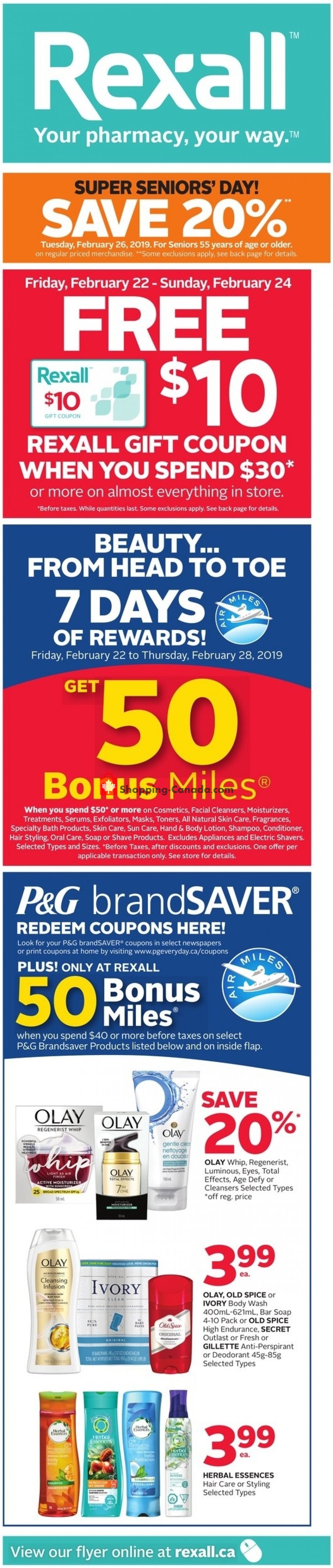 Rexall Drug Store flyer from Friday February 22, 2019 to Thursday February 28, 2019 - page 1