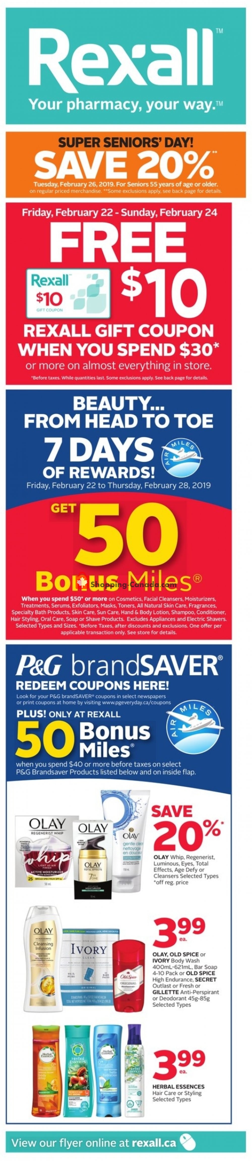 Rexall Drug Store flyer from Friday February 22, 2019 to Thursday February 28, 2019 - page 1