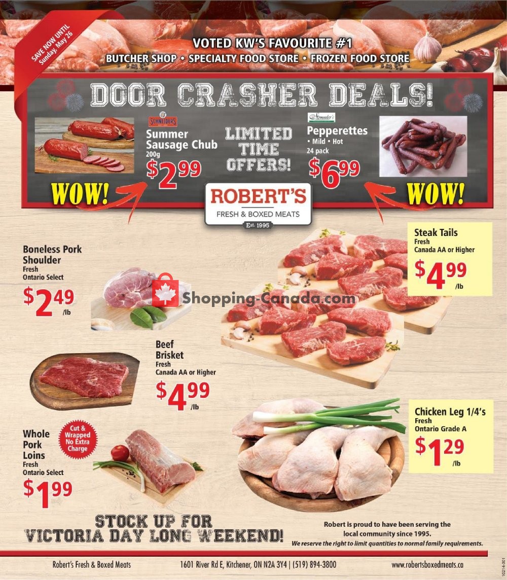 Robert's Fresh and Boxed Meats flyer from Thursday May 16, 2019 to Sunday May 26, 2019 - page 1