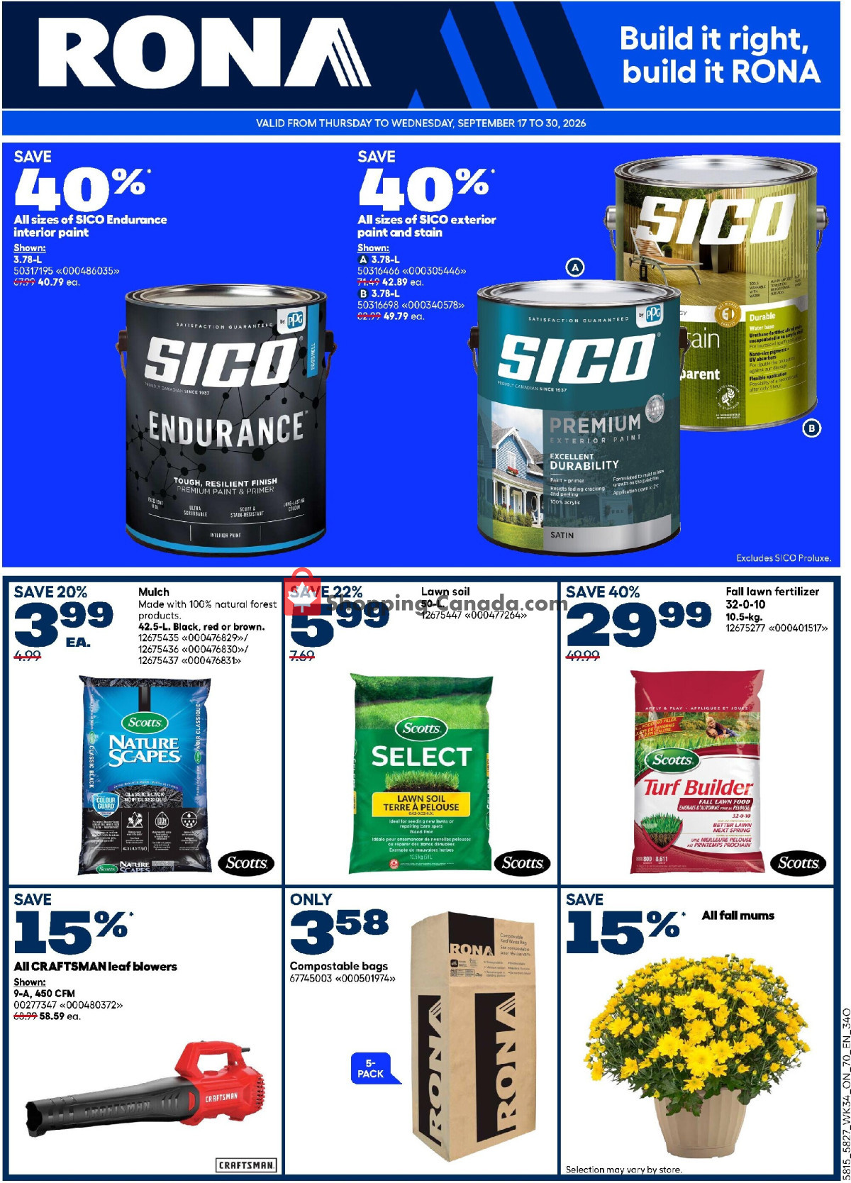 Rona flyer from Thursday September 17, 2026 to Wednesday September 30, 2026 - page 1