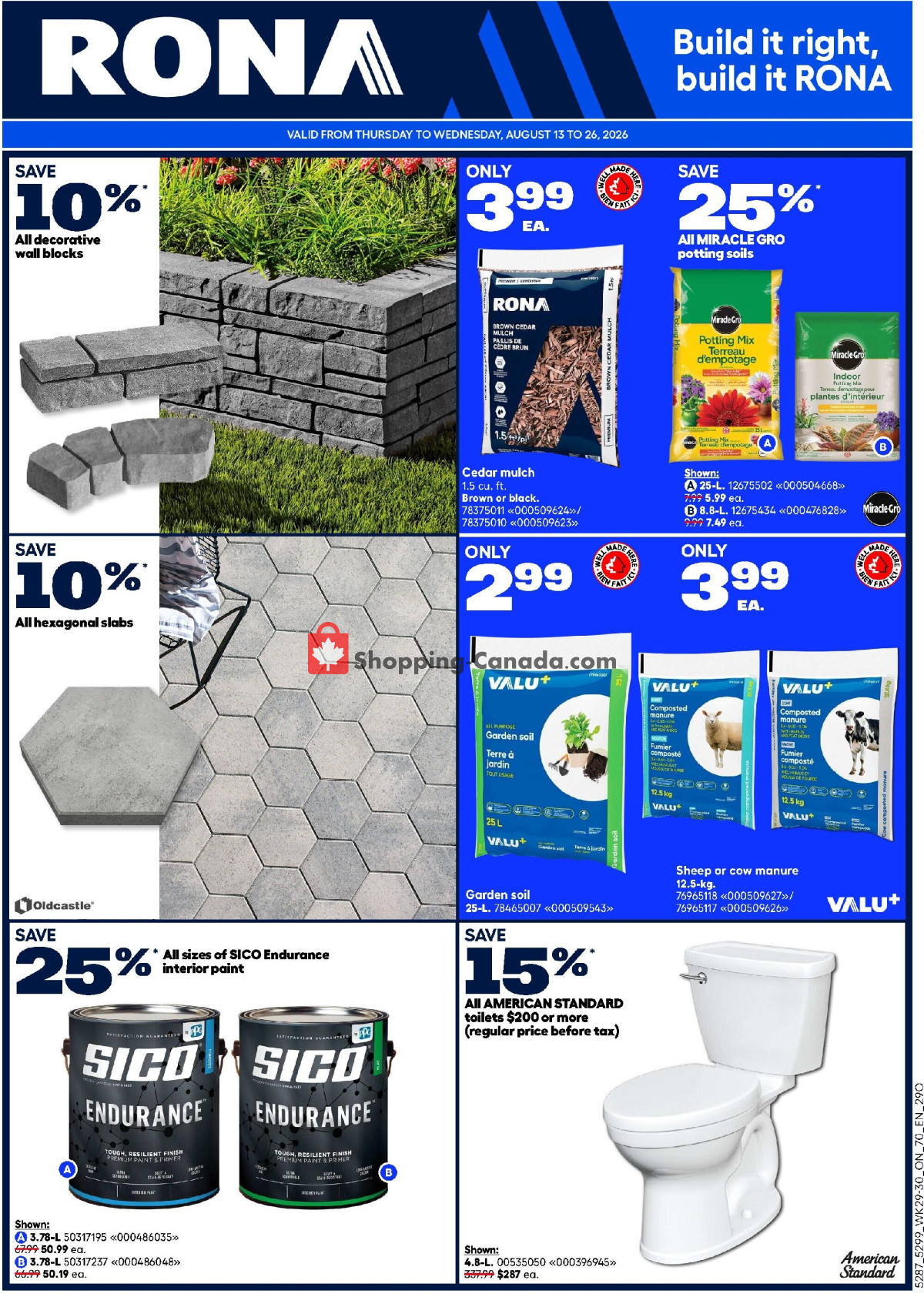 Rona flyer from Thursday August 13, 2026 to Wednesday August 26, 2026 - page 1