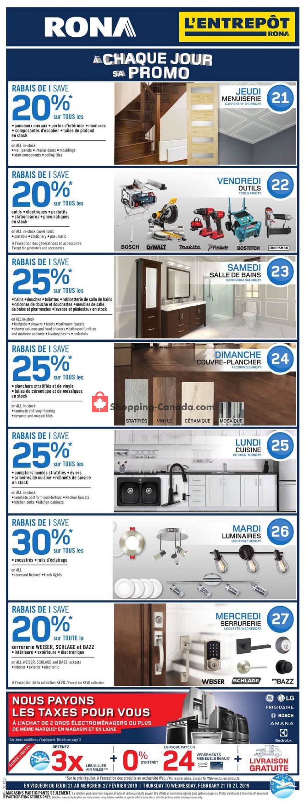Rona flyer from Thursday February 21, 2019 to Wednesday February 27, 2019 - page 1