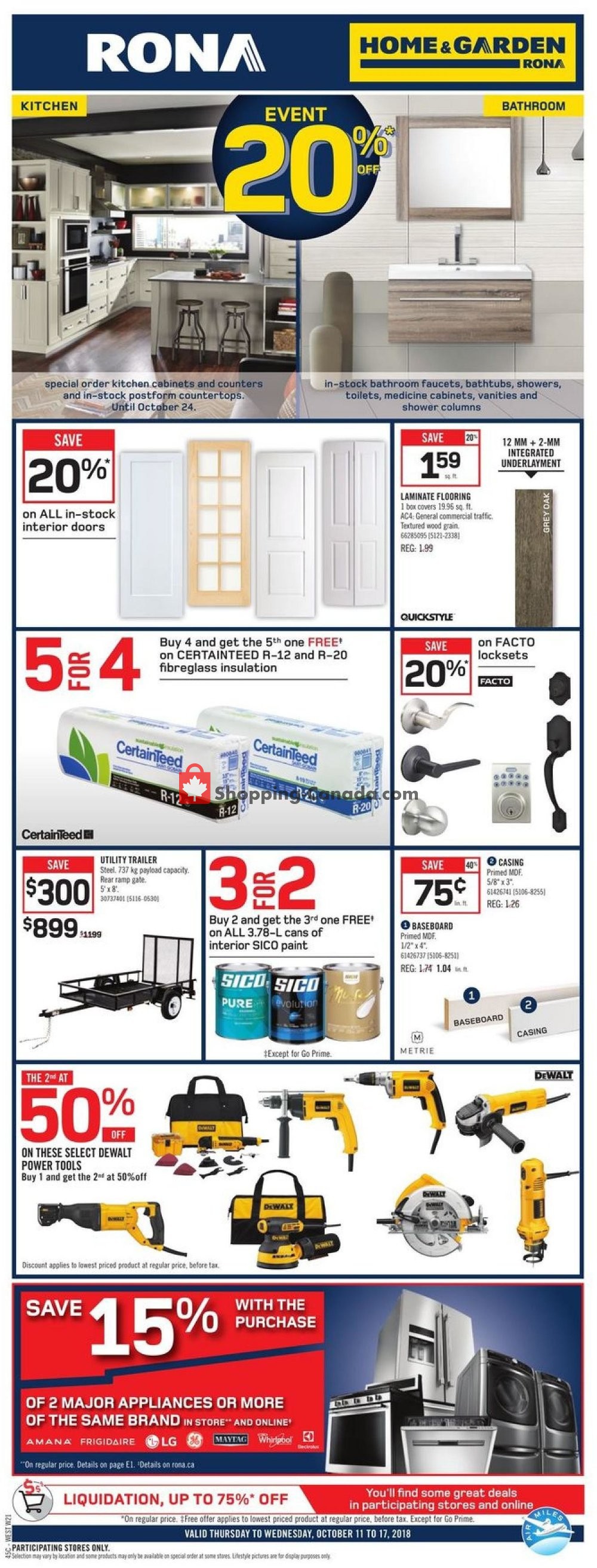 Rona flyer from Thursday October 11, 2018 to Wednesday October 17, 2018 - page 1