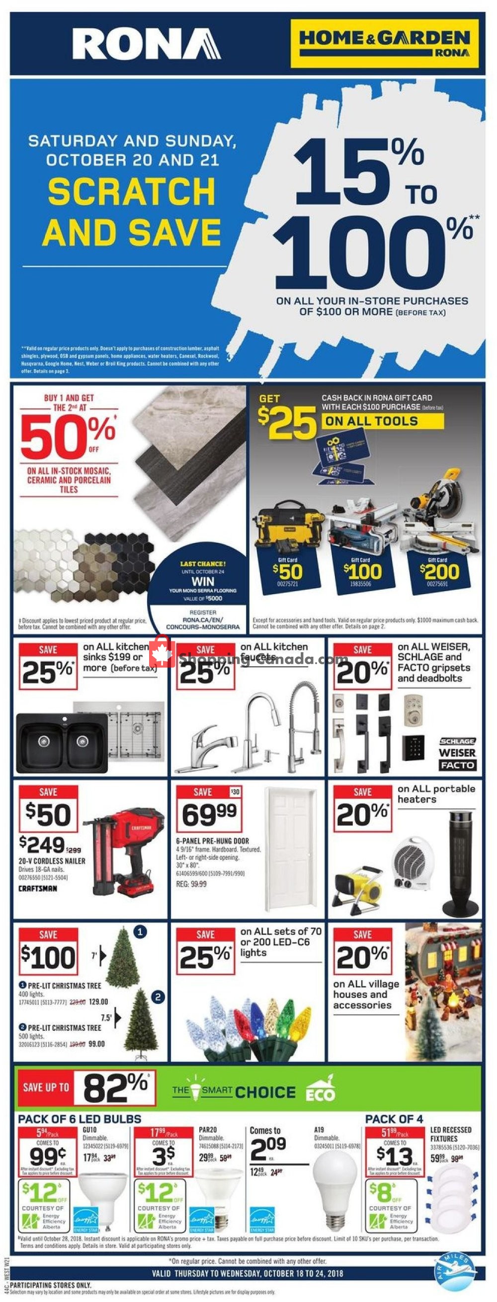 Rona flyer from Thursday October 18, 2018 to Wednesday October 24, 2018 - page 1