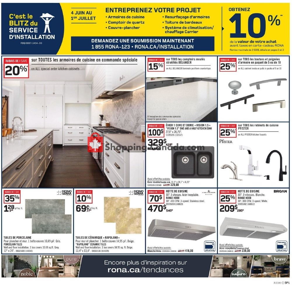 Rona Canada, flyer (Achetez Plus Economisez Plus QC) June 4 June