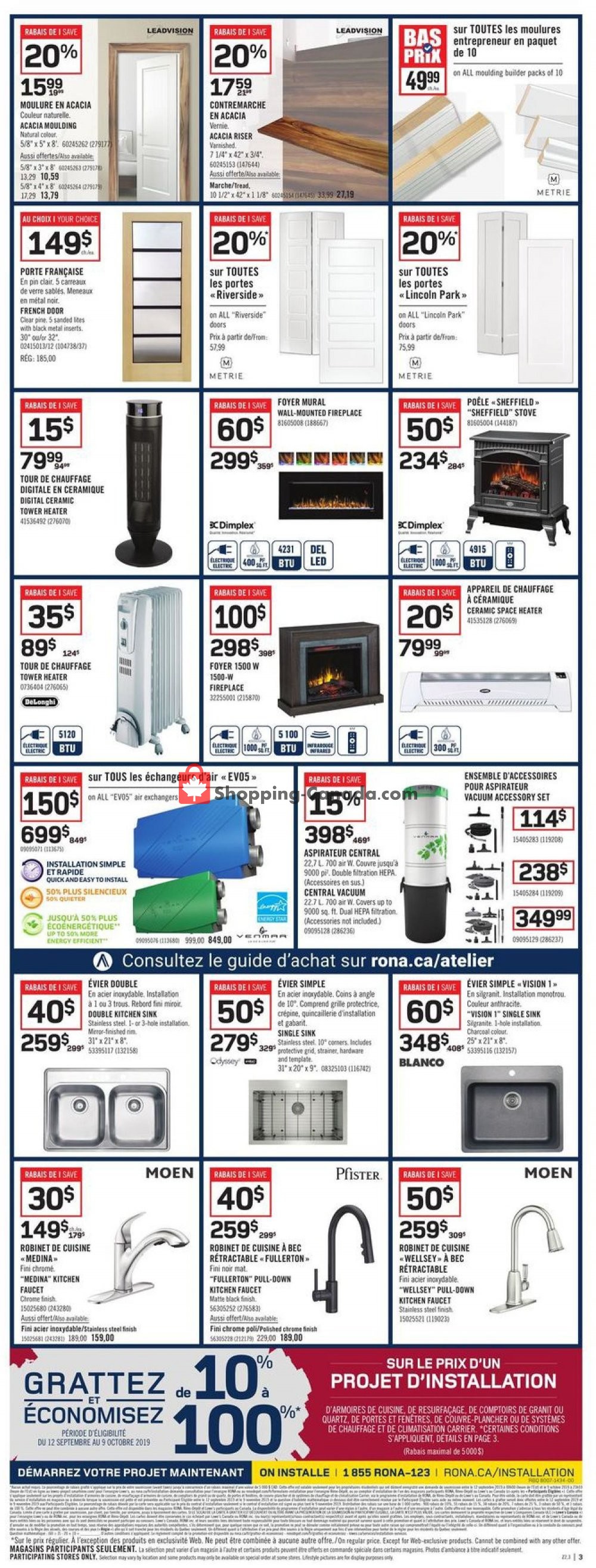 Rona flyer from Thursday September 12, 2019 to Wednesday September 18, 2019 - page 3